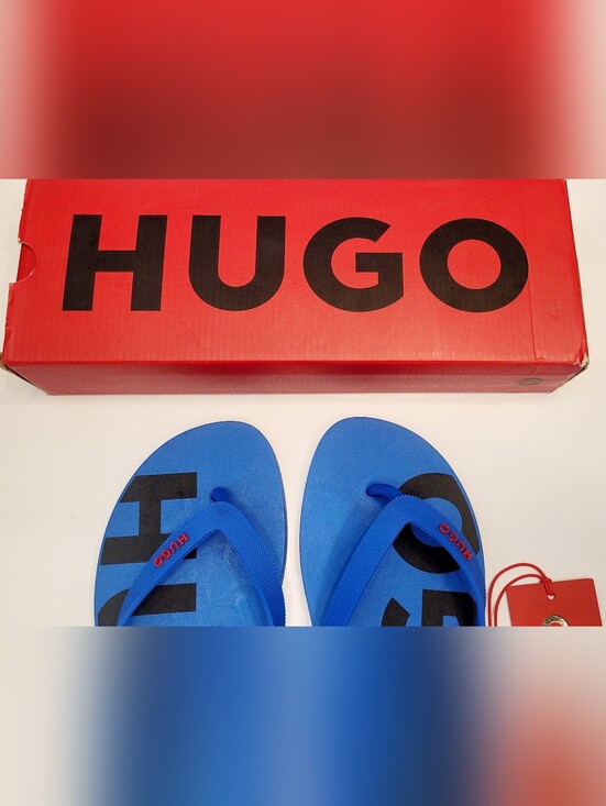 ??HUGO Blue Flip Flops✨️ with Black Logo?? main image 11